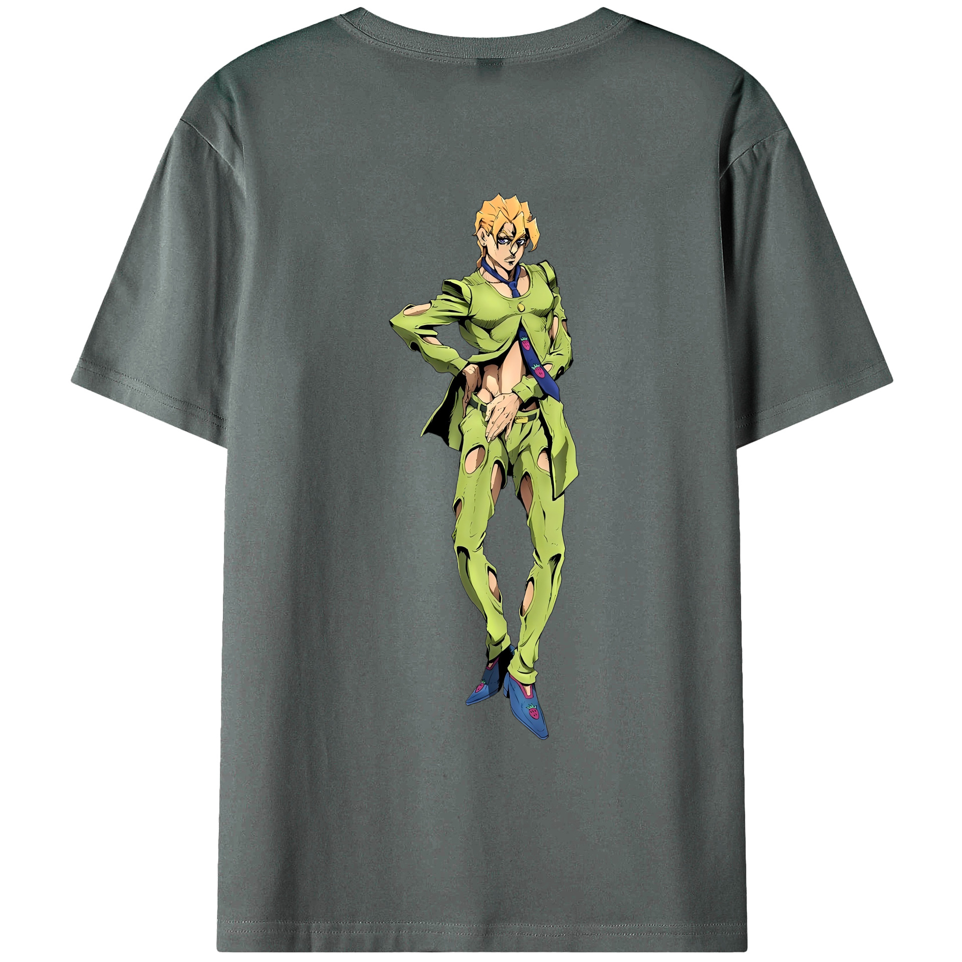 （画像用） ジョジョの奇妙な冒険 パンナコッタ?フー JoJo's Bizarre Adventure Pannacotta Fugo 綿100％ メンズ半袖Tシャツ（バックプリント） 通気性